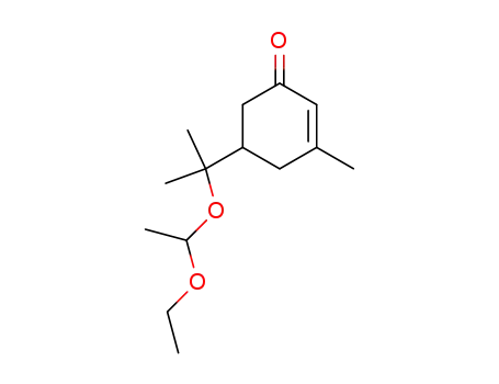 Molecular Structure of 64180-75-2 (2-Cyclohexen-1-one, 5-[1-(1-ethoxyethoxy)-1-methylethyl]-3-methyl-)