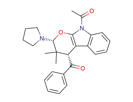 9-acetyl-4<i>c</i>-benzoyl-3,3-dimethyl-2<i>r</i>-pyrrolidin-1-yl-2,3,4,9-tetrahydro-pyrano[2,3-<i>b</i>]indole