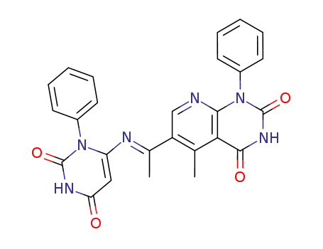 Molecular Structure of 124135-54-2 (6-[1-(2,6-dioxo-3-phenyl-1,2,3,6-tetrahydro-pyrimidin-4-ylimino)-ethyl]-5-methyl-1-phenyl-1<i>H</i>-pyrido[2,3-<i>d</i>]pyrimidine-2,4-dione)