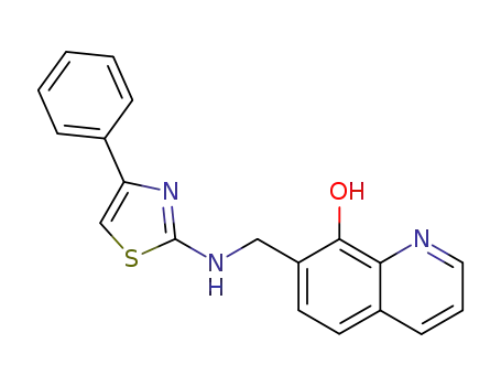 Molecular Structure of 103155-05-1 (7-[(4-phenyl-thiazol-2-ylamino)-methyl]-quinolin-8-ol)