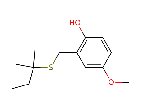 Molecular Structure of 100532-77-2 (4-methoxy-2-(<i>tert</i>-pentylsulfanyl-methyl)-phenol)