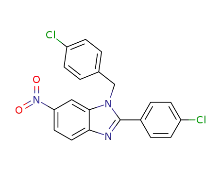 Molecular Structure of 109310-01-2 (1-(4-chloro-benzyl)-2-(4-chloro-phenyl)-6-nitro-1<i>H</i>-benzimidazole)