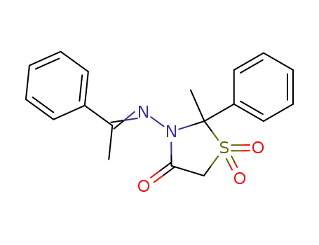 Molecular Structure of 60253-61-4 (2-methyl-1,1-dioxo-2-phenyl-3-(1-phenyl-ethylideneamino)-1λ<sup>6</sup>-thiazolidin-4-one)