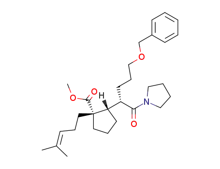 (1R,2S)-2-[(S)-4-Benzyloxy-1-(pyrrolidine-1-carbonyl)-butyl]-1-(4-methyl-pent-3-enyl)-cyclopentanecarboxylic acid methyl ester
