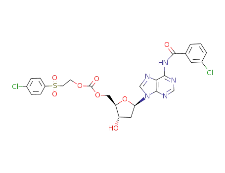 Carbonic acid 2-(4-chloro-benzenesulfonyl)-ethyl ester (2R,3S,5R)-5-[6-(3-chloro-benzoylamino)-purin-9-yl]-3-hydroxy-tetrahydro-furan-2-ylmethyl ester