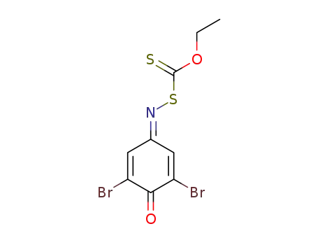 Molecular Structure of 112625-78-2 (2,6-dibromo-[1,4]benzoquinon-4-(<i>S</i>-ethoxythiocarbonyl-thio oxime ))