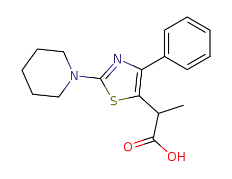 Molecular Structure of 61874-77-9 (5-Thiazoleacetic acid, a-methyl-4-phenyl-2-(1-piperidinyl)-)