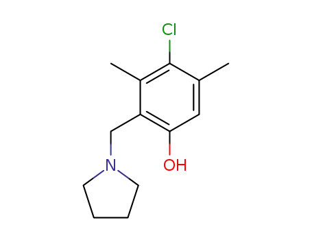 Molecular Structure of 101263-50-7 (4-chloro-3,5-dimethyl-2-pyrrolidinomethyl-phenol)