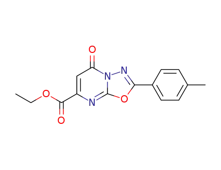 Molecular Structure of 51324-04-0 (5-oxo-2-<i>p</i>-tolyl-5<i>H</i>-[1,3,4]oxadiazolo[3,2-<i>a</i>]pyrimidine-7-carboxylic acid ethyl ester)