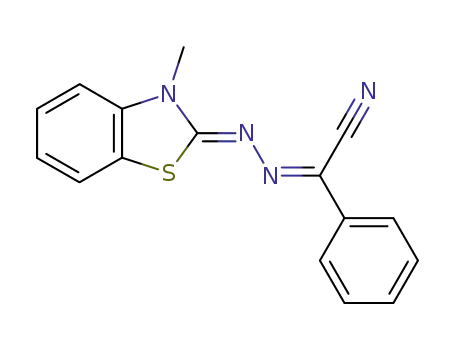 Molecular Structure of 97706-81-5 ((3-methyl-3<i>H</i>-benzothiazol-2-ylidenehydrazono)-phenyl-acetonitrile)