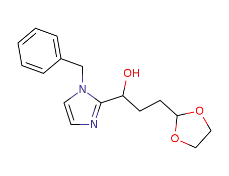 Molecular Structure of 53798-70-2 (1-(1-benzyl-1<i>H</i>-imidazol-2-yl)-3-[1,3]dioxolan-2-yl-propan-1-ol)