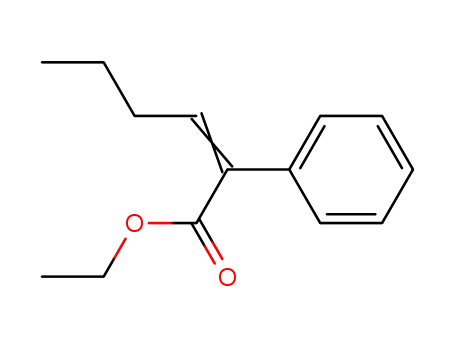 Molecular Structure of 63370-03-6 (Benzeneacetic acid, a-butylidene-, ethyl ester)