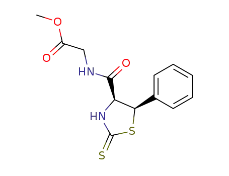 Molecular Structure of 100795-97-9 ((+/-)-<i>N</i>-(5<i>c</i>-phenyl-2-thioxo-thiazolidine-4<i>r</i>-carbonyl)-glycine-methyl ester)