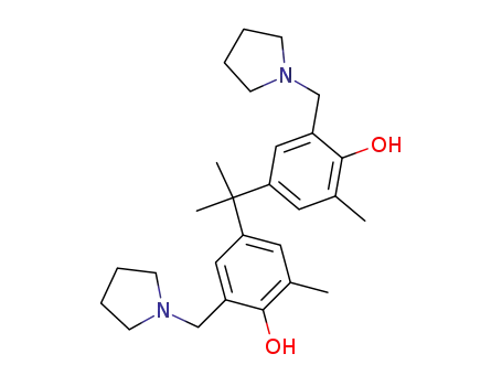 Molecular Structure of 124141-44-2 (2,2-bis-(4-hydroxy-3-methyl-5-pyrrolidinomethyl-phenyl)-propane)