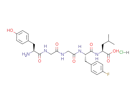 Molecular Structure of 125218-24-8 ((S)-2-[(S)-2-(2-{2-[(S)-2-Amino-3-(4-hydroxy-phenyl)-propionylamino]-acetylamino}-acetylamino)-3-(4-fluoro-phenyl)-propionylamino]-4-methyl-pentanoic acid; hydrochloride)