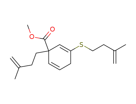 Molecular Structure of 114838-09-4 (methyl 1-(3-methyl-3-buten-1-yl)-3-<(3-methyl-3-buten-1-yl)thio>cyclohexa-2,5-diene-1-carboxylate)