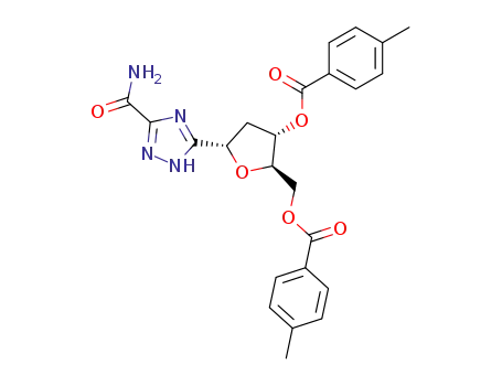Molecular Structure of 64034-75-9 (5-[<i>O</i><sup>3</sup>,<i>O</i><sup>5</sup>-bis-(4-methyl-benzoyl)-α-<i>D</i>-<i>erythro</i>-2-deoxy-pentofuranosyl]-1<i>H</i>-[1,2,4]triazole-3-carboxylic acid amide)