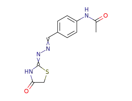 Molecular Structure of 95708-02-4 (acetic acid-{[4-(4-oxo-thiazolidin-2-ylidenehydrazono)-methyl]-anilide})