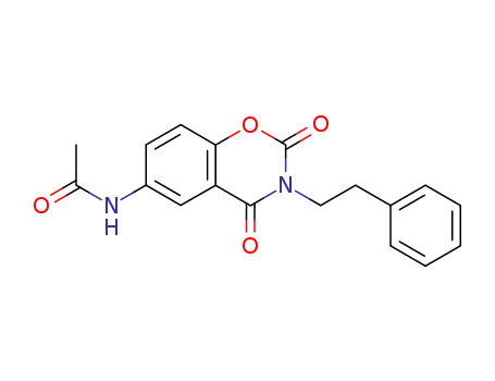 Molecular Structure of 14780-46-2 (6-acetylamino-3-phenethyl-benzo[<i>e</i>][1,3]oxazine-2,4-dione)
