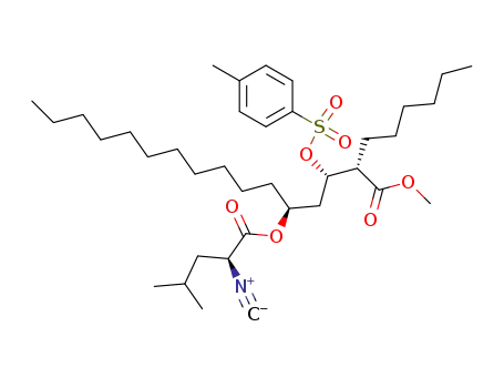 Methyl (2S,3S,5S)-5-<(S)-2-isocyano-4-methylpentanoyloxy>-2-hexyl-3-<(4-tolyl)sulfonyloxy>hexadecanoate