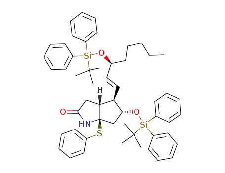 Molecular Structure of 113517-83-2 ((3aR,4R,5R,6aR)-5-(tert-Butyl-diphenyl-silanyloxy)-4-[(E)-(S)-3-(tert-butyl-diphenyl-silanyloxy)-oct-1-enyl]-6a-phenylsulfanyl-hexahydro-cyclopenta[b]pyrrol-2-one)