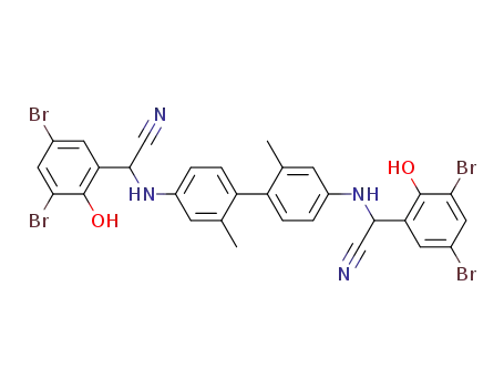 Molecular Structure of 139555-37-6 ((4'-{[Cyano-(3,5-dibromo-2-hydroxy-phenyl)-methyl]-amino}-2,2'-dimethyl-biphenyl-4-ylamino)-(3,5-dibromo-2-hydroxy-phenyl)-acetonitrile)