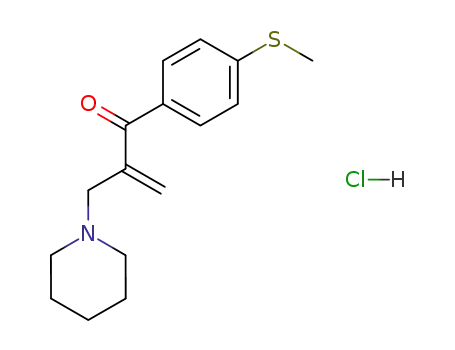 Molecular Structure of 78888-63-8 (2-Propen-1-one, 1-[4-(methylthio)phenyl]-2-(1-piperidinylmethyl)-,
hydrochloride)