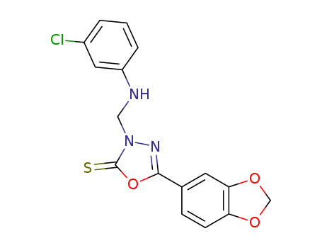 5-benzo[1,3]dioxol-5-yl-3-(3-chloro-anilinomethyl)-3<i>H</i>-[1,3,4]oxadiazole-2-thione