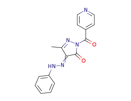 Molecular Structure of 132576-92-2 (1-Isonicotinoyl-3-methyl-4-(phenylhydrazono)-2-pyrazolin-5-one)