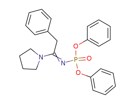 Molecular Structure of 71574-80-6 (Phosphoramidic acid, [2-phenyl-1-(1-pyrrolidinyl)ethylidene]-, diphenyl
ester)