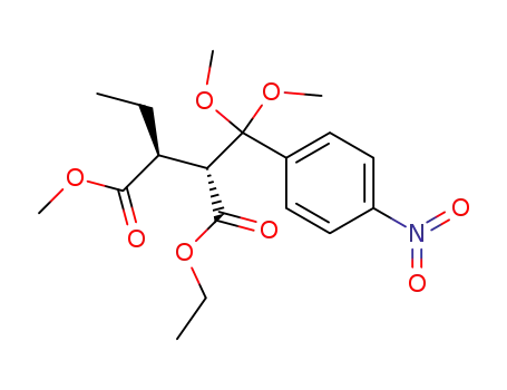 Molecular Structure of 136886-86-7 ((2R,3S)-2-[Dimethoxy-(4-nitro-phenyl)-methyl]-3-ethyl-succinic acid 1-ethyl ester 4-methyl ester)