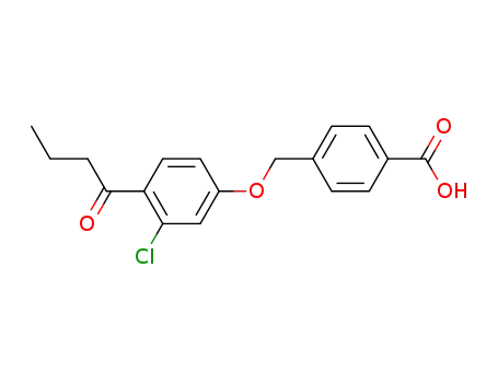 Molecular Structure of 1164-19-8 (4-[[3-chloro-4-(1-oxobutyl)phenoxy]methyl]benzoic acid)