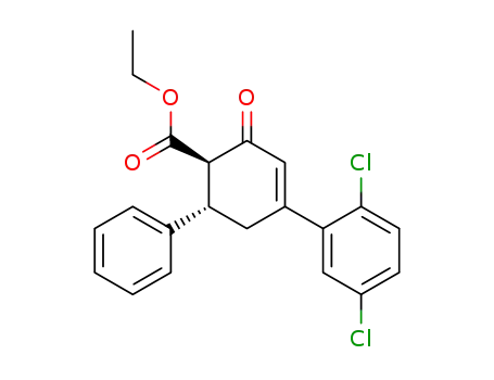 Molecular Structure of 90016-03-8 (3-Cyclohexene-1-carboxylic acid,
4-(2,5-dichlorophenyl)-2-oxo-6-phenyl-, ethyl ester, trans-)
