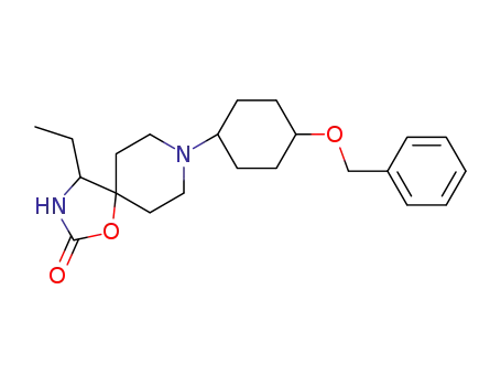 Molecular Structure of 53491-28-4 (8-(4-benzyloxy-cyclohexyl)-4-ethyl-1-oxa-3,8-diaza-spiro[4.5]decan-2-one)