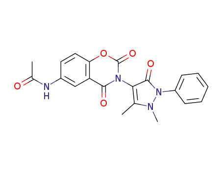 Molecular Structure of 14780-48-4 (6-acetylamino-3-(1,5-dimethyl-3-oxo-2-phenyl-2,3-dihydro-1<i>H</i>-pyrazol-4-yl)-benzo[<i>e</i>][1,3]oxazine-2,4-dione)