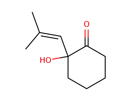 Molecular Structure of 51222-33-4 (2-Hydroxy-2-(2-methyl-propenyl)-cyclohexanone)