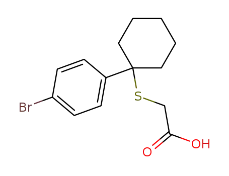 Molecular Structure of 141622-66-4 (<<1-(4-bromophenyl)cyclohexyl>thio>acetic acid)