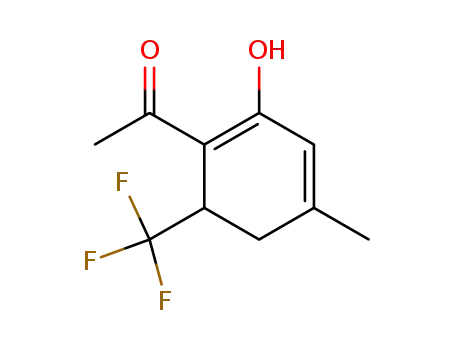 Molecular Structure of 57121-66-1 (1-(2-Hydroxy-4-methyl-6-trifluoromethyl-cyclohexa-1,3-dienyl)-ethanone)