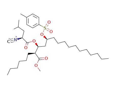 Methyl (2S,3S,5S)-3-<(S)-2-isocyano-4-methylpentanoyloxy>-2-hexyl-5-<(4-tolyl)sulfonyloxy>hexadecanoate