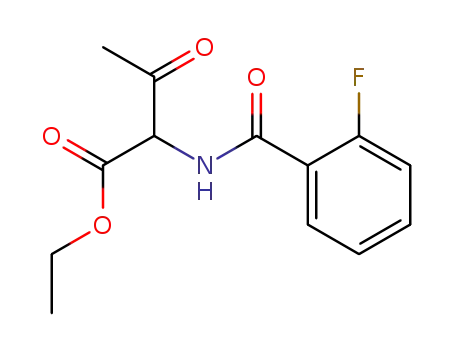 Molecular Structure of 61151-92-6 (Butanoic acid, 2-[(2-fluorobenzoyl)amino]-3-oxo-, ethyl ester)