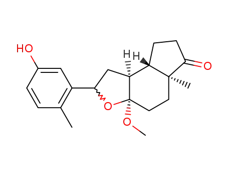 Molecular Structure of 97777-66-7 (6H-Indeno[5,4-b]furan-6-one,
decahydro-2-(5-hydroxy-2-methylphenyl)-3a-methoxy-5a-methyl-)