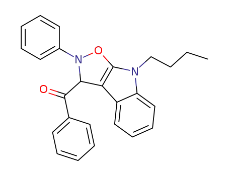 Molecular Structure of 88014-61-3 (Methanone,
(8-butyl-3,8-dihydro-2-phenyl-2H-isoxazolo[5,4-b]indol-3-yl)phenyl-)