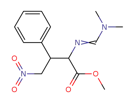Molecular Structure of 62448-46-8 (Phenylalanine, N-[(dimethylamino)methylene]-b-(nitromethyl)-, methyl
ester)