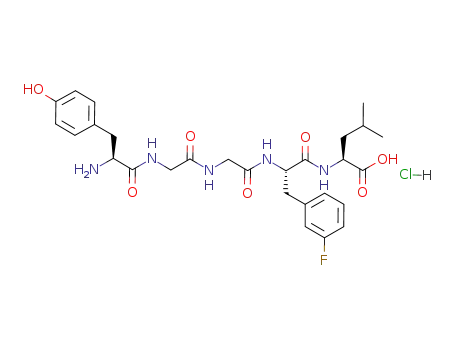 Molecular Structure of 125218-23-7 ((S)-2-[(S)-2-(2-{2-[(S)-2-Amino-3-(4-hydroxy-phenyl)-propionylamino]-acetylamino}-acetylamino)-3-(3-fluoro-phenyl)-propionylamino]-4-methyl-pentanoic acid; hydrochloride)