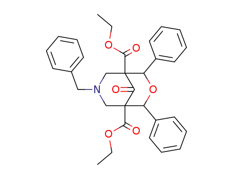 7-benzyl-9-oxo-2,4-diphenyl-3-oxa-7-aza-bicyclo[3.3.1]nonane-1,5-dicarboxylic acid diethyl ester