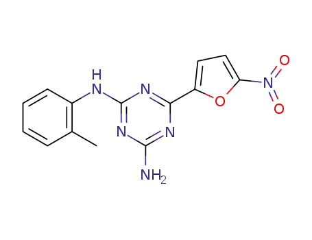 Molecular Structure of 100621-57-6 (6-(5-nitro-furan-2-yl)-<i>N</i>-<i>o</i>-tolyl-[1,3,5]triazine-2,4-diamine)