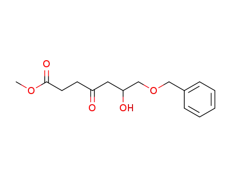 Molecular Structure of 116232-74-7 (7-Benzyloxy-6-hydroxy-4-oxo-heptanoic acid methyl ester)