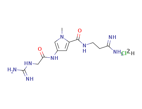 1H-Pyrrole-2-carboxamide,4-[[2-[(aminoiminomethyl)amino]acetyl]amino]-N-(3-amino-3-iminopropyl)-1-methyl-,hydrochloride (1:2) cas  14555-84-1