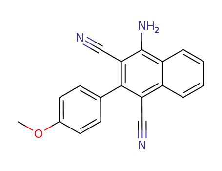 Molecular Structure of 138175-58-3 (1,3-Naphthalenedicarbonitrile, 4-amino-2-(4-methoxyphenyl)-)