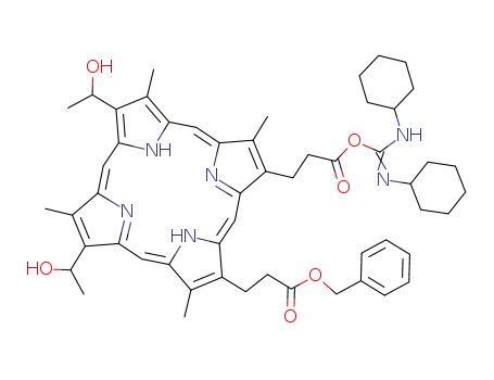 3-[(1Z,4Z,9Z,15Z)-18-[3-(N,N'-Dicyclohexyl-carbamimidoyloxy)-3-oxo-propyl]-7,12-bis-(1-hydroxy-ethyl)-3,8,13,17-tetramethyl-porphyrin-2-yl]-propionic acid benzyl ester